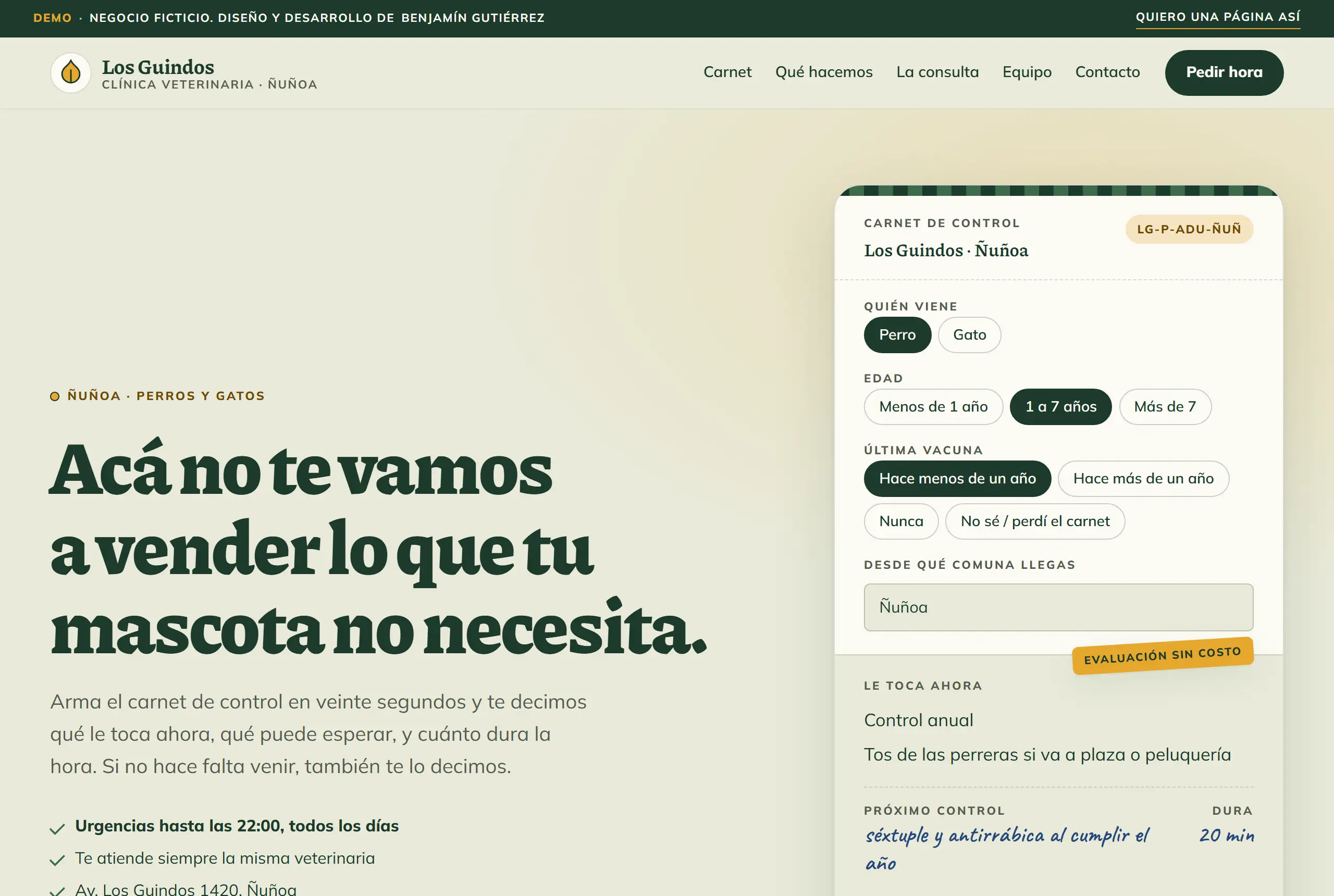 Captura del sitio de Veterinaria Los Guindos en pantalla de escritorio.